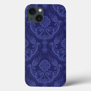 title_seo2 Luxury blue floral damask wallpaper