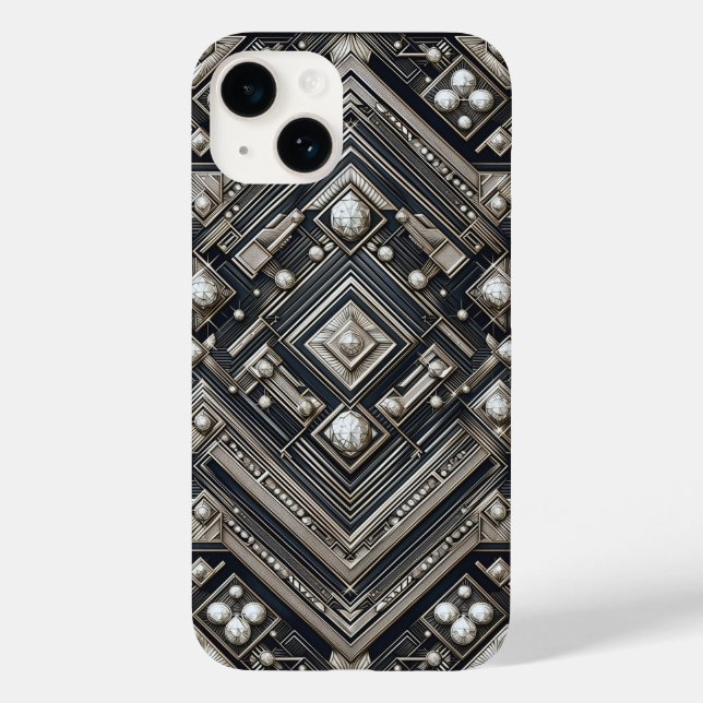 Funda De Case-Mate Para iPhone Luxury Diamond Cut Geometric Art Deco Pattern Gold (Reverso )
