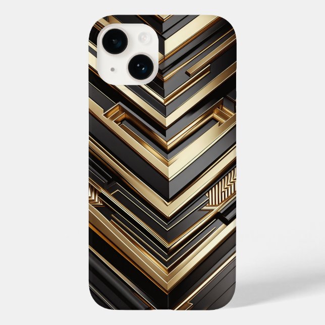Funda De Case-Mate Para iPhone Luxury Gold and Black Geometric Phone Case Modern (Reverso )