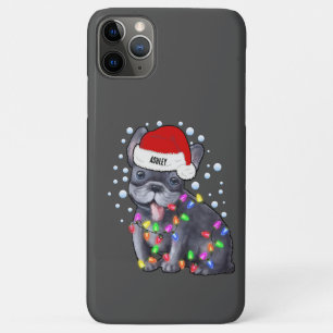 Funda Para iPhone 11 Pro Max Luz de Navidad con ambiente de perro Bulldog Franc