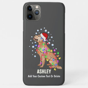 Funda Para iPhone 11 Pro Max Luz de Navidad con ambiente de perro Retriever Dor
