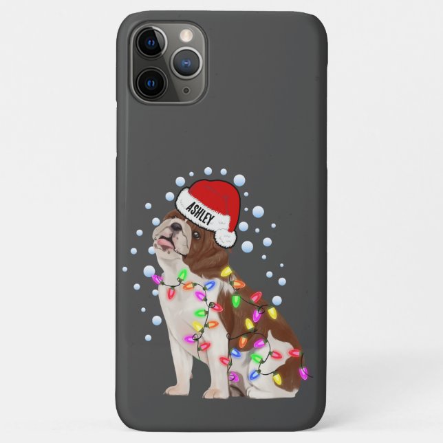 Funda De Case-Mate Para iPhone Luz de Navidad con Perro Bulldog Inglés Vibra (Reverso)