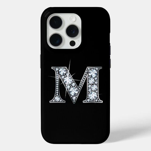 Funda De Case-Mate Para iPhone M Faux Diamond Monograma (Reverso )