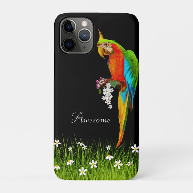 Funda De Case-Mate Para iPhone Macao tropical y flores blancas en negro (Reverso)