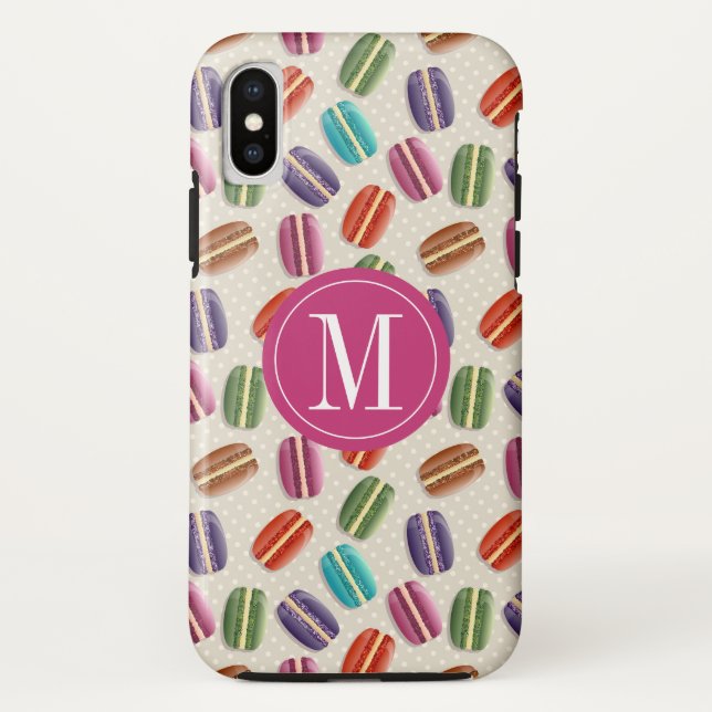 Funda De Case-Mate Para iPhone Macaron Cookies Personalizado lindo Monograma inic (Reverso)