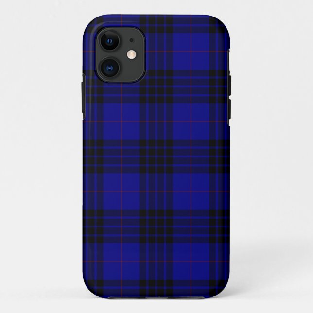 Funda De Case-Mate Para iPhone MacKay tartan azul chapa (Reverso)