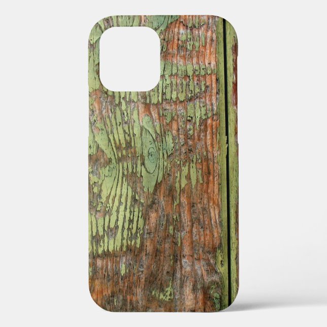 Funda De Case-Mate Para iPhone Madera de granero verde desgastada y templada (Reverso )