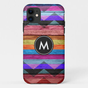 Funda Para iPhone 11 Madera de rayas de chevron coloridas #2