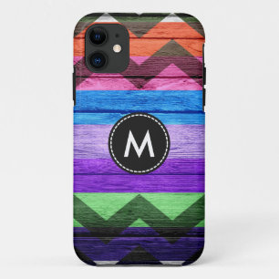 Funda Para iPhone 11 Madera de rayas de Chevron coloridas #5