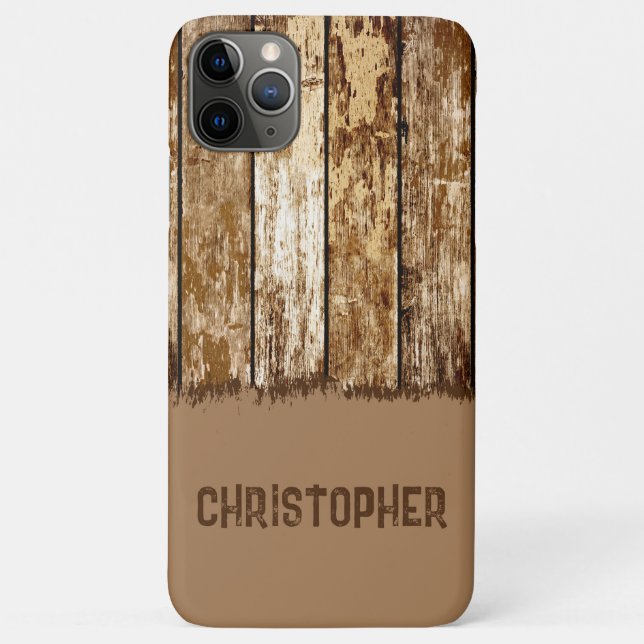 Funda De Case-Mate Para iPhone Madera falsa rusa añada el nombre marrón (Reverso)