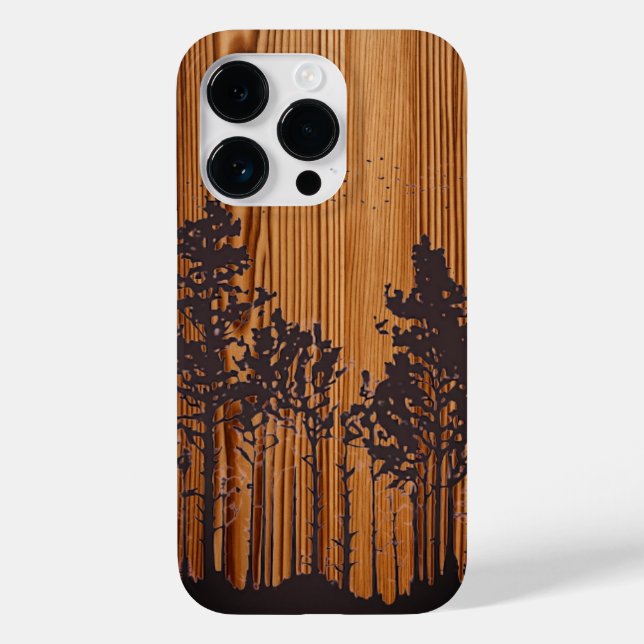 Funda De Case-Mate Para iPhone Madera grabada personalizada - madera (Reverso )