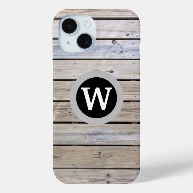 Funda De Case-Mate Para iPhone Madera ligera con monograma (Reverso )