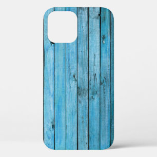 Funda Para iPhone 12 Madera natural azul, fondo texturado.