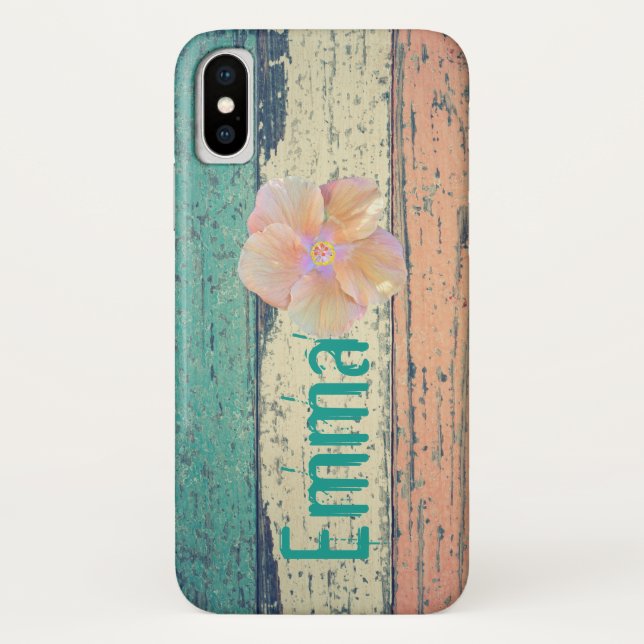 Funda De Case-Mate Para iPhone Madera pintada rústica crema verde azulada rosada  (Reverso)