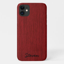 Funda Para iPhone 11 Madera Roja Grave Personalizada