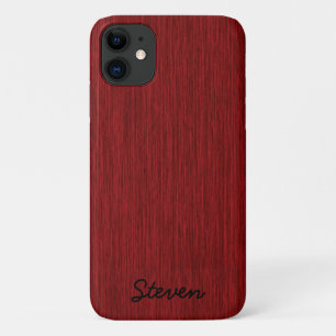 Funda Para iPhone 11 Madera Roja Grave Personalizada