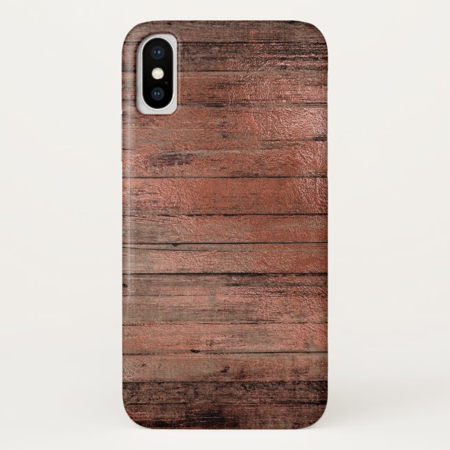 Funda De Case-Mate Para iPhone Madera rústica de campo con Relieve metalizado dor (Reverso)