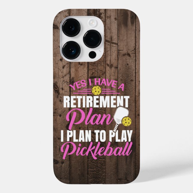 Funda De Case-Mate Para iPhone Madera Rústica Funny Pickleball Rosa (Reverso )