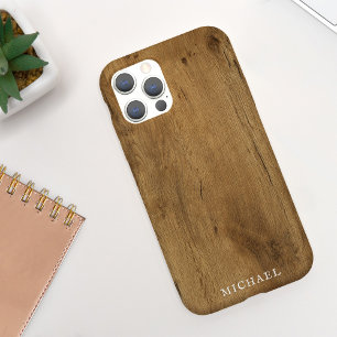 Funda Para iPhone 11 Madera Rustica Masculina Personalizada con Nombre