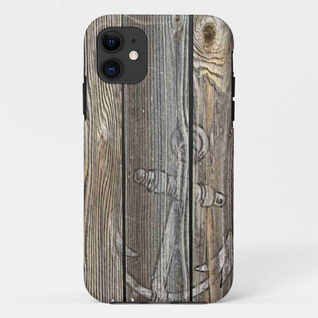 Funda De Case-Mate Para iPhone Madera Vieja Rústica y Ancla (Reverso)
