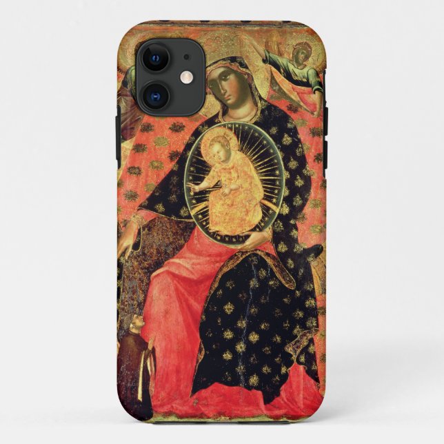 Funda De Case-Mate Para iPhone Madonna y niño Enthroned con dos personas devotas (Reverso)