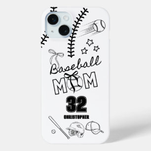 Funda Para iPhone 15 Mini Madre del béisbol Coquette Bow