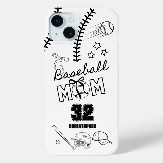 Funda De Case-Mate Para iPhone Madre del béisbol Coquette Bow (Reverso )