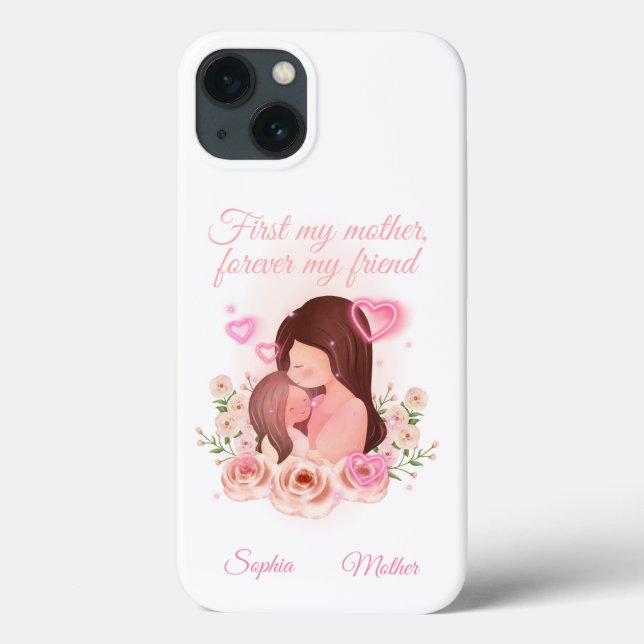 Funda De Case-Mate Para iPhone Madre e hija, nombres personalizados (Reverso)