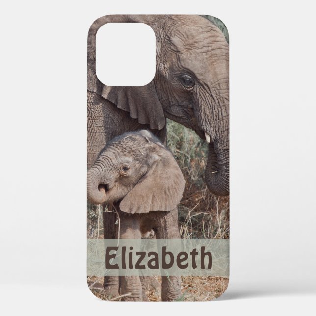 Funda De Case-Mate Para iPhone Madre e hijo elefante (Reverso )
