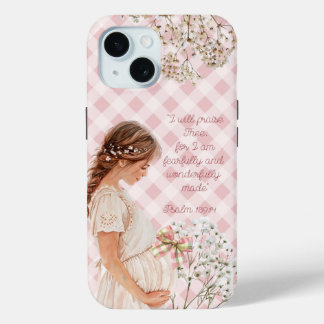 Funda Para iPhone 15 Madre Expectante Biblia Elegante Cuadro de Flores