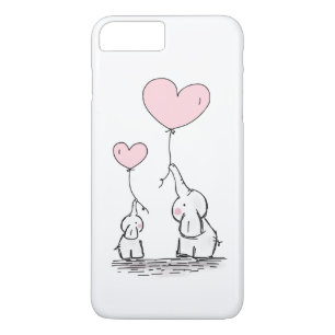 Funda Para iPhone 8 Plus/7 Plus Madre y bebé elefante con globos