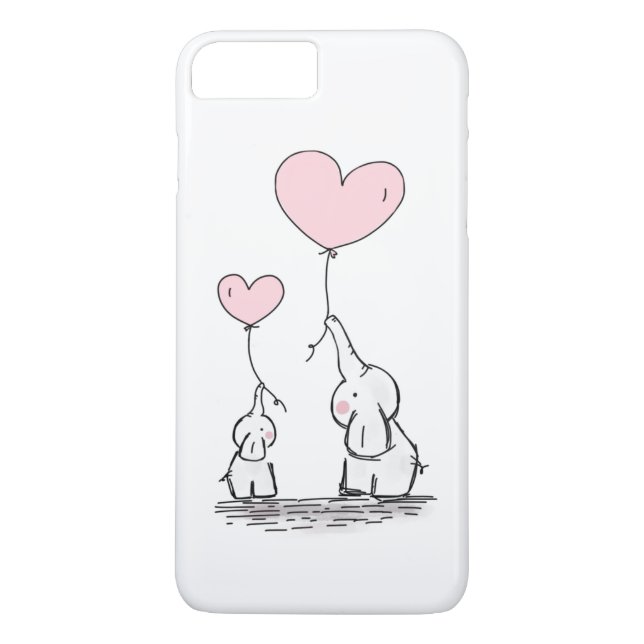 Funda De Case-Mate Para iPhone Madre y bebé elefante con globos (Reverso)