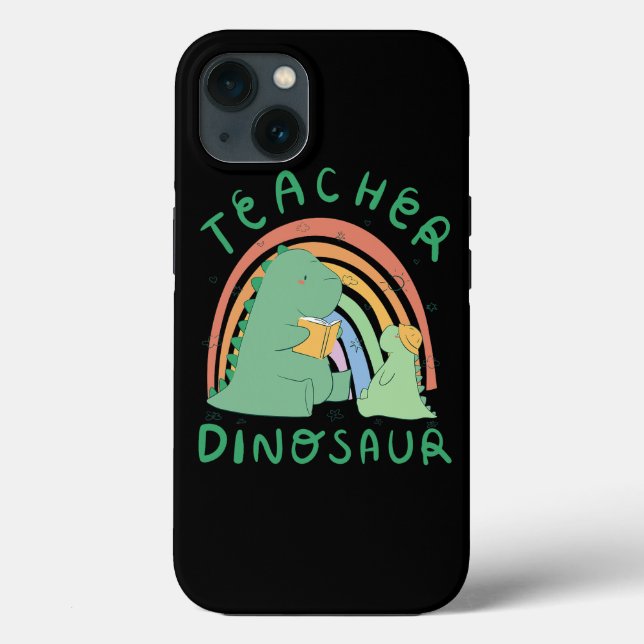 Funda De Case-Mate Para iPhone Maestra dinosaurio positivo profesor de arcoiris s (Reverso )