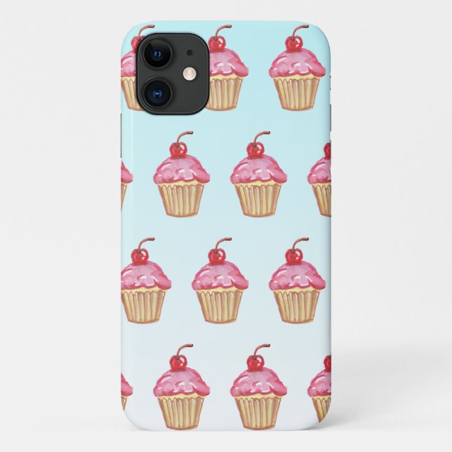 Funda De Case-Mate Para iPhone Magdalenas de frutilla rosa y verde azulado (Reverso)