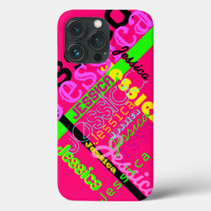 Funda Para iPhone 13 Pro Magenta Brillante 80's 90's Retro Inspirado CUALQU