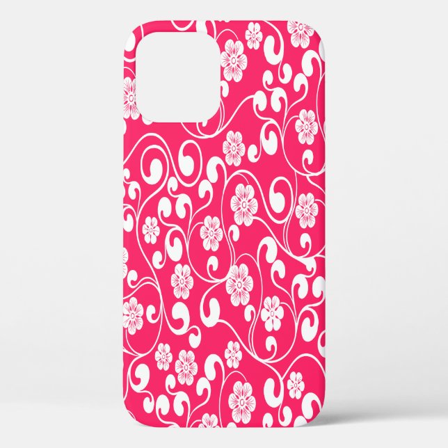 Funda De Case-Mate Para iPhone Magenta de diseño floral victoriano elegante (Reverso )