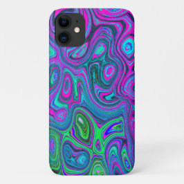 Funda Para iPhone 11 Magenta desangrada y Groovy verde limón Resumen de