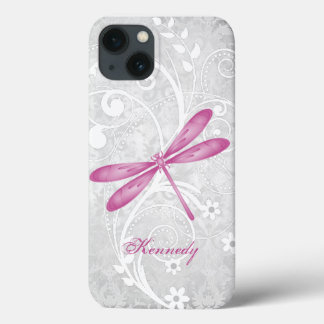 Funda Para iPhone 13 Magenta Dragonfly personalizada