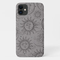 Magia Gris Vintage Celestial Sol Luna Estrellas