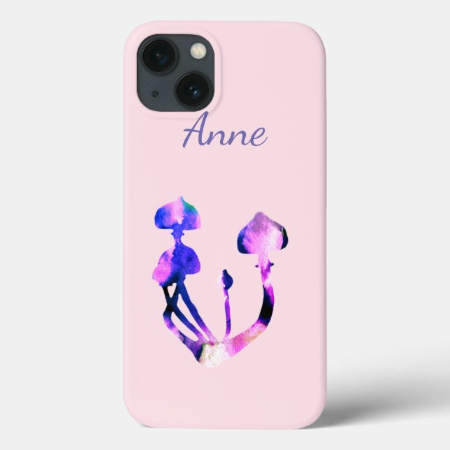 Funda De Case-Mate Para iPhone Magia hongos acuarela púrpura persionada (Reverso)