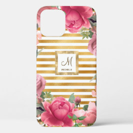 Funda Para iPhone 12 Magnífico Monograma de Flor Girly