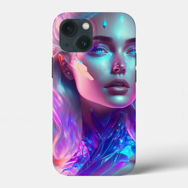 Funda De Case-Mate Para iPhone Magnífico vidrio helado de arte ai como mujer (Reverso )