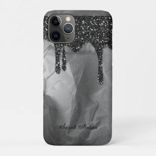 Funda Para iPhone 11 Pro Magnífico y hermoso papel arrugado, Purpurina negr