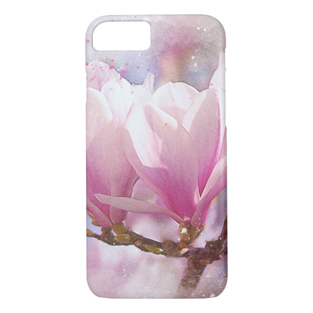 Funda De Case-Mate Para iPhone Magnolia púrpura rosada en flor de primavera (Reverso)