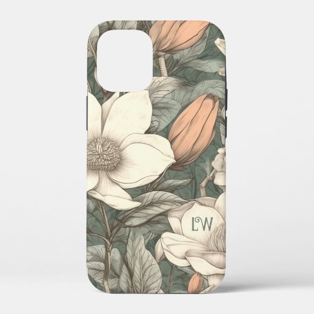 Funda De Case-Mate Para iPhone Magnolias rústicas personalizadas pintadas botánic (Reverso )