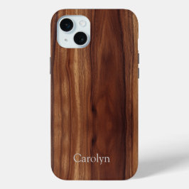 Funda Para iPhone 15 Mini Mahogany Faux Woodgrain Personalizar
