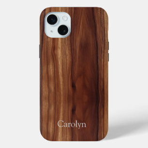 Funda Para iPhone 15 Mini Mahogany Faux Woodgrain Personalizar