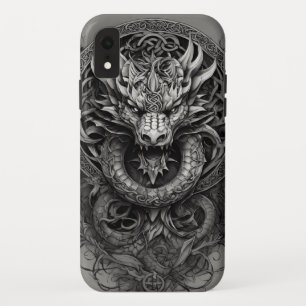 Funda Para iPhone XR Majestad del dragón negro: diseño místico del té