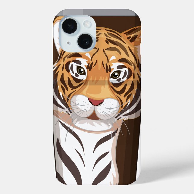 Funda De Case-Mate Para iPhone Majestic Tiger iPhone / iPad case (A vibrant, animated tiger face emerges from the center of the frame, its expressive eyes glimmering )