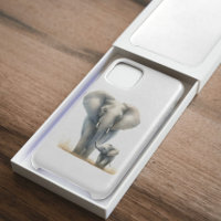 Majestuoso elefante africano y cría en acuarela